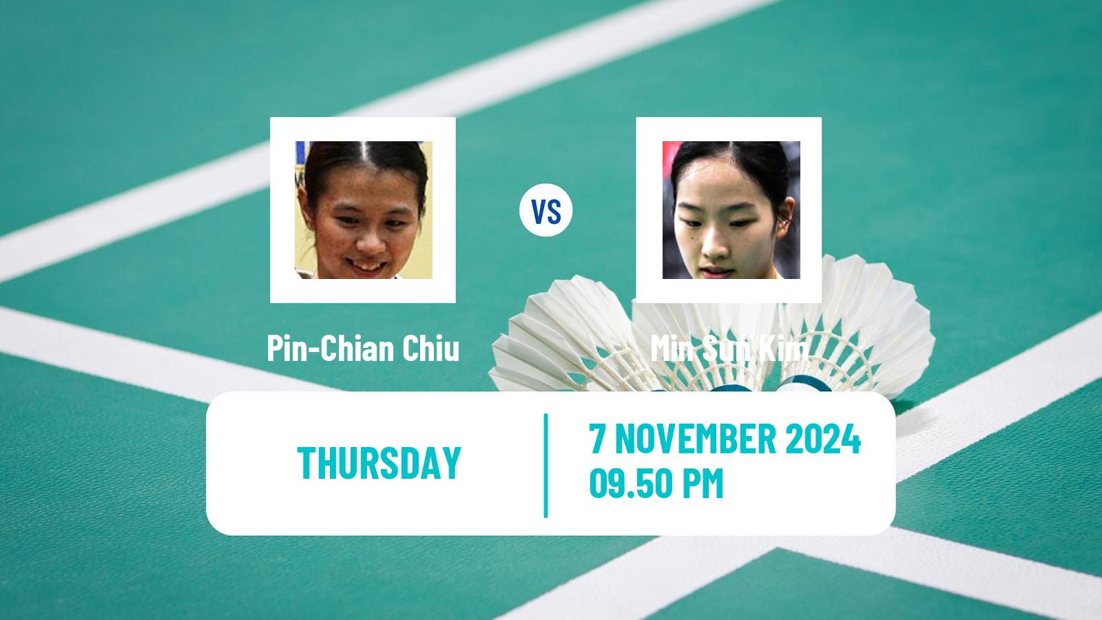 Badminton BWF World Tour Korea Masters Women Pin-Chian Chiu - Min Sun Kim