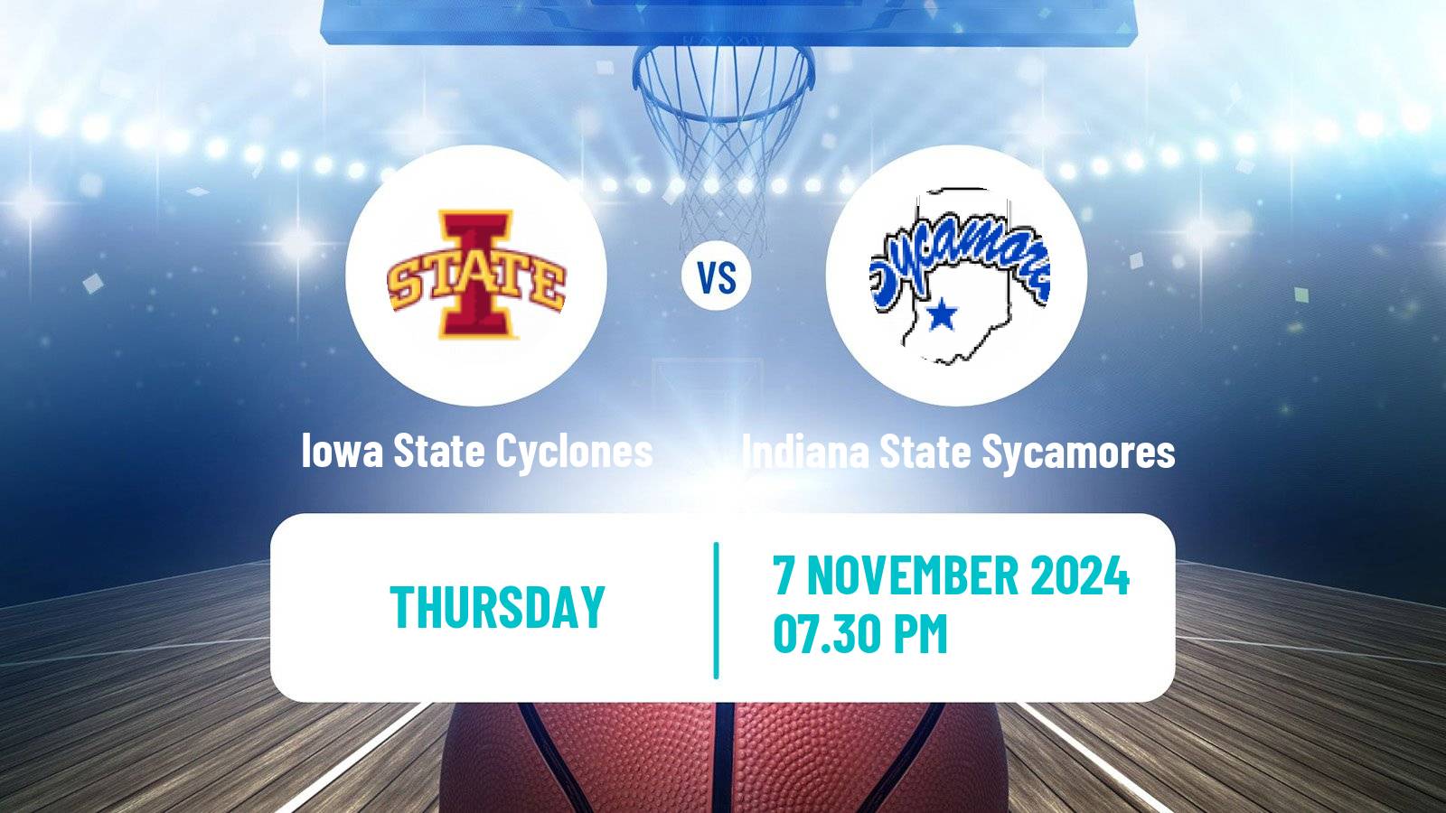 Basketball NCAA College Basketball Women Iowa State Cyclones - Indiana State Sycamores