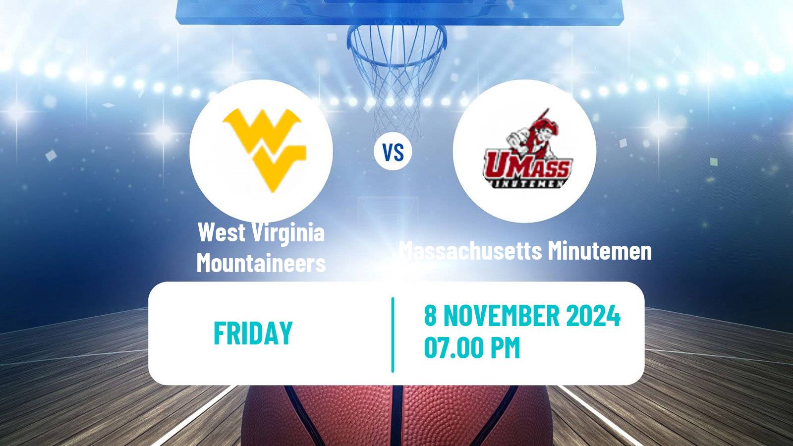 Basketball NCAA College Basketball West Virginia Mountaineers - Massachusetts Minutemen