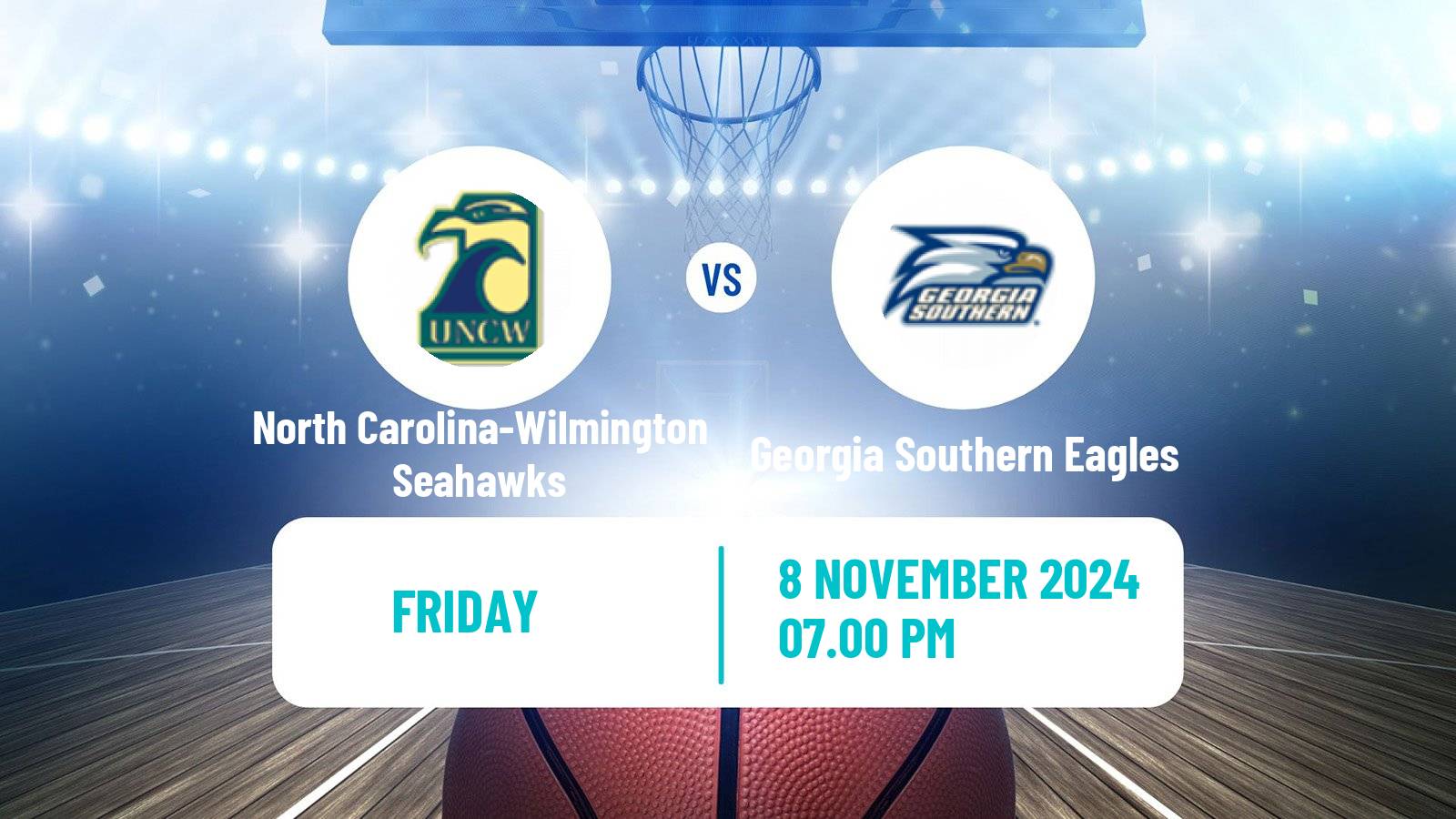 Basketball NCAA College Basketball North Carolina-Wilmington Seahawks - Georgia Southern Eagles