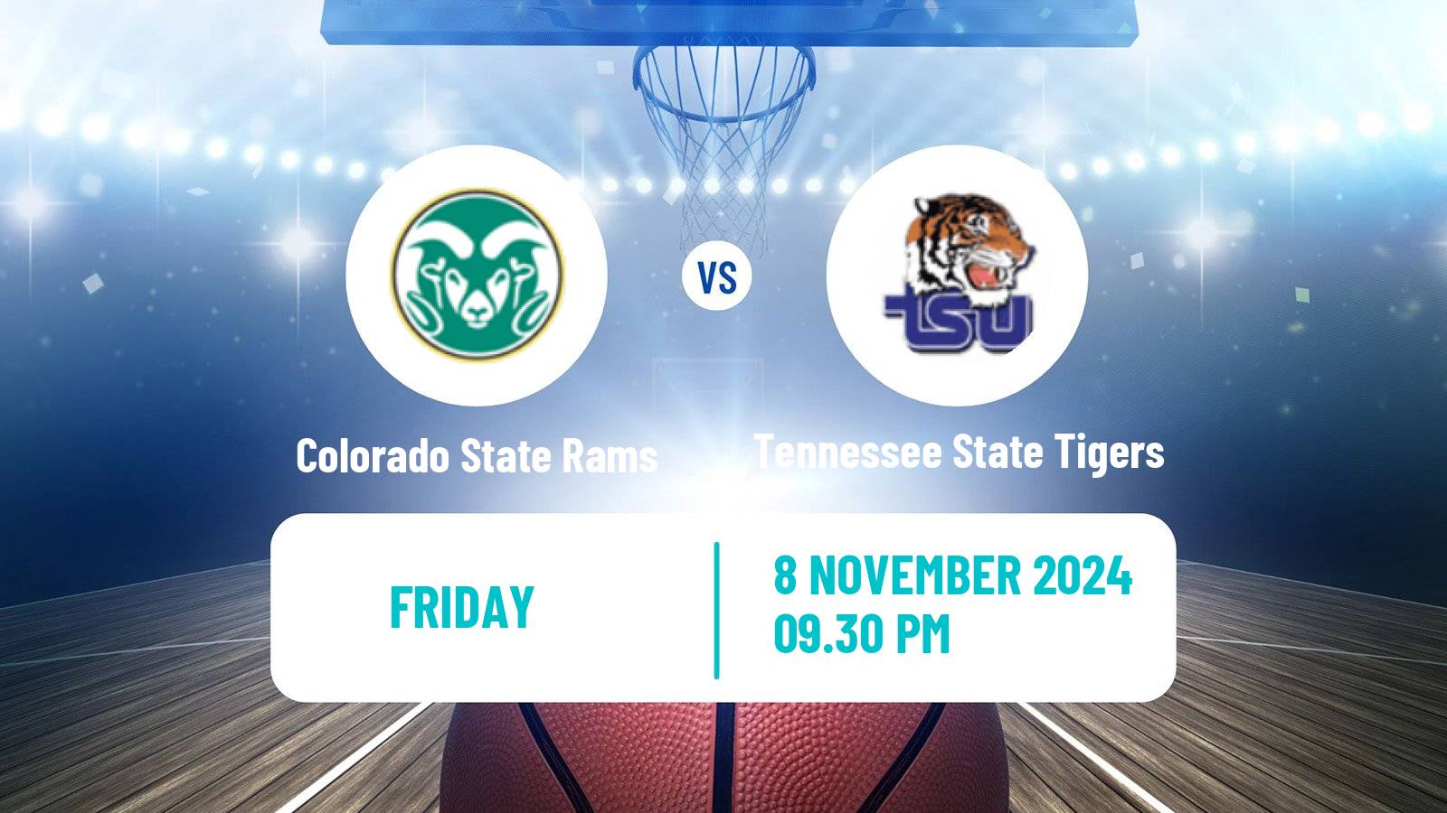 Basketball NCAA College Basketball Colorado State Rams - Tennessee State Tigers