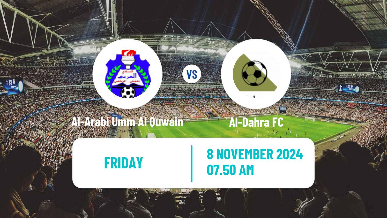 Soccer UAE Division 1 Al-Arabi Umm Al Quwain - Al-Dahra