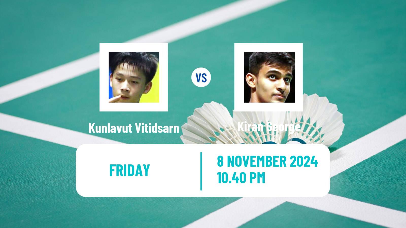 Badminton BWF World Tour Korea Masters Men Kunlavut Vitidsarn - Kiran George