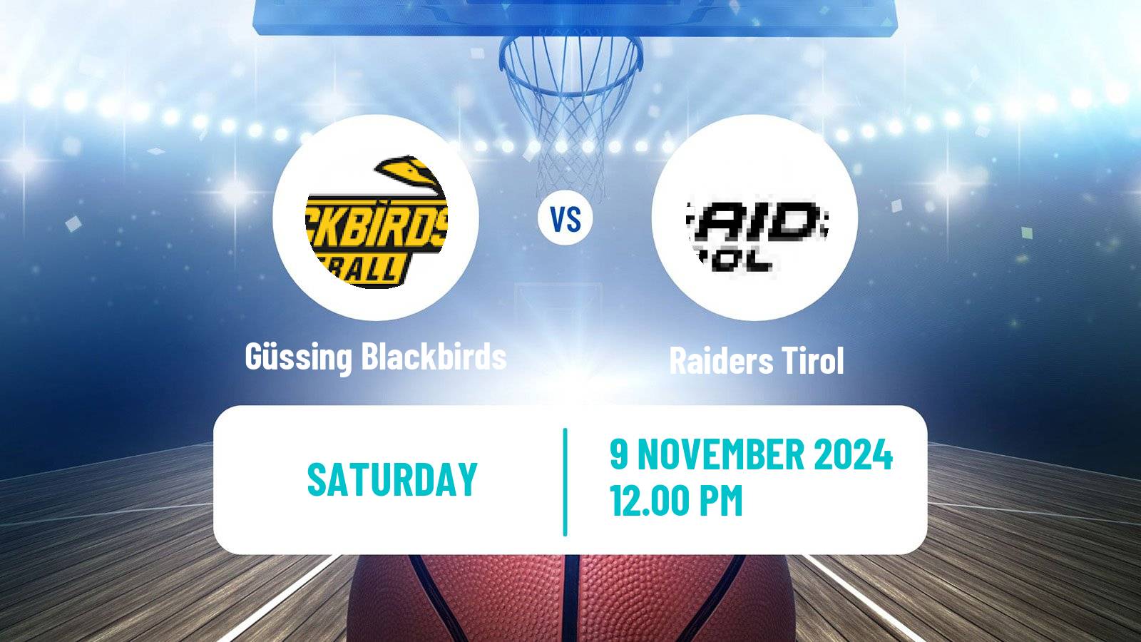 Basketball Austrian Zweite Liga Basketball Güssing Blackbirds - Raiders Tirol