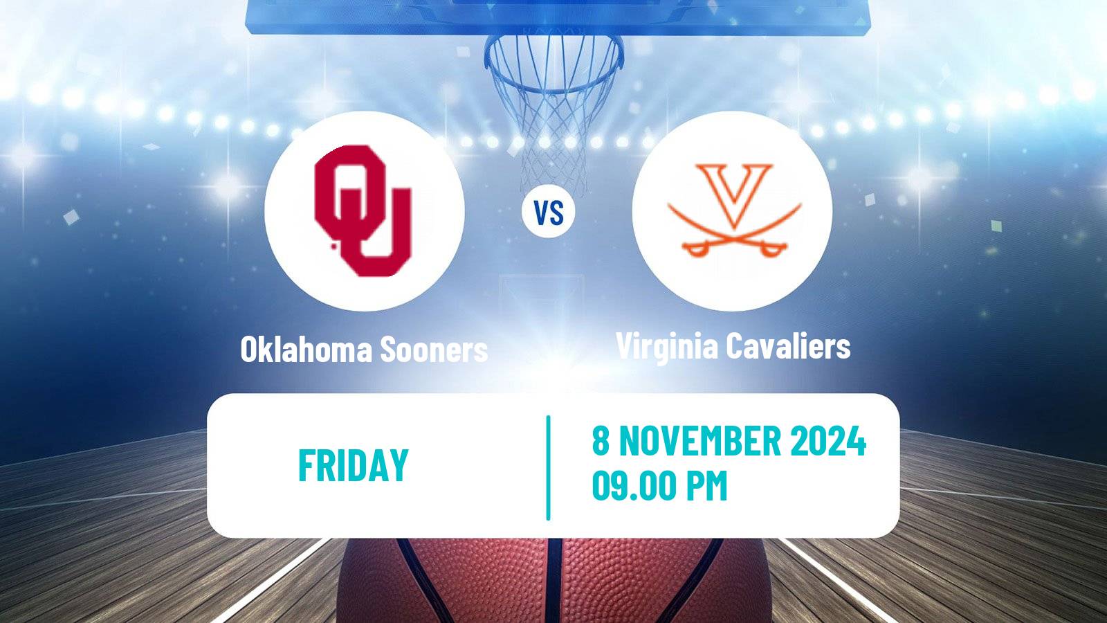 Basketball NCAA College Basketball Women Oklahoma Sooners - Virginia Cavaliers