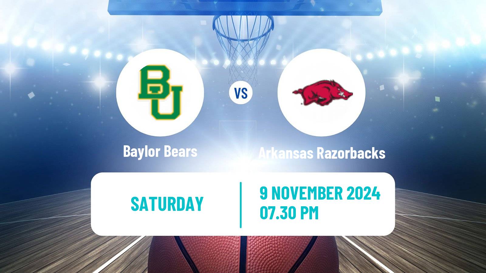 Basketball NCAA College Basketball Baylor Bears - Arkansas Razorbacks