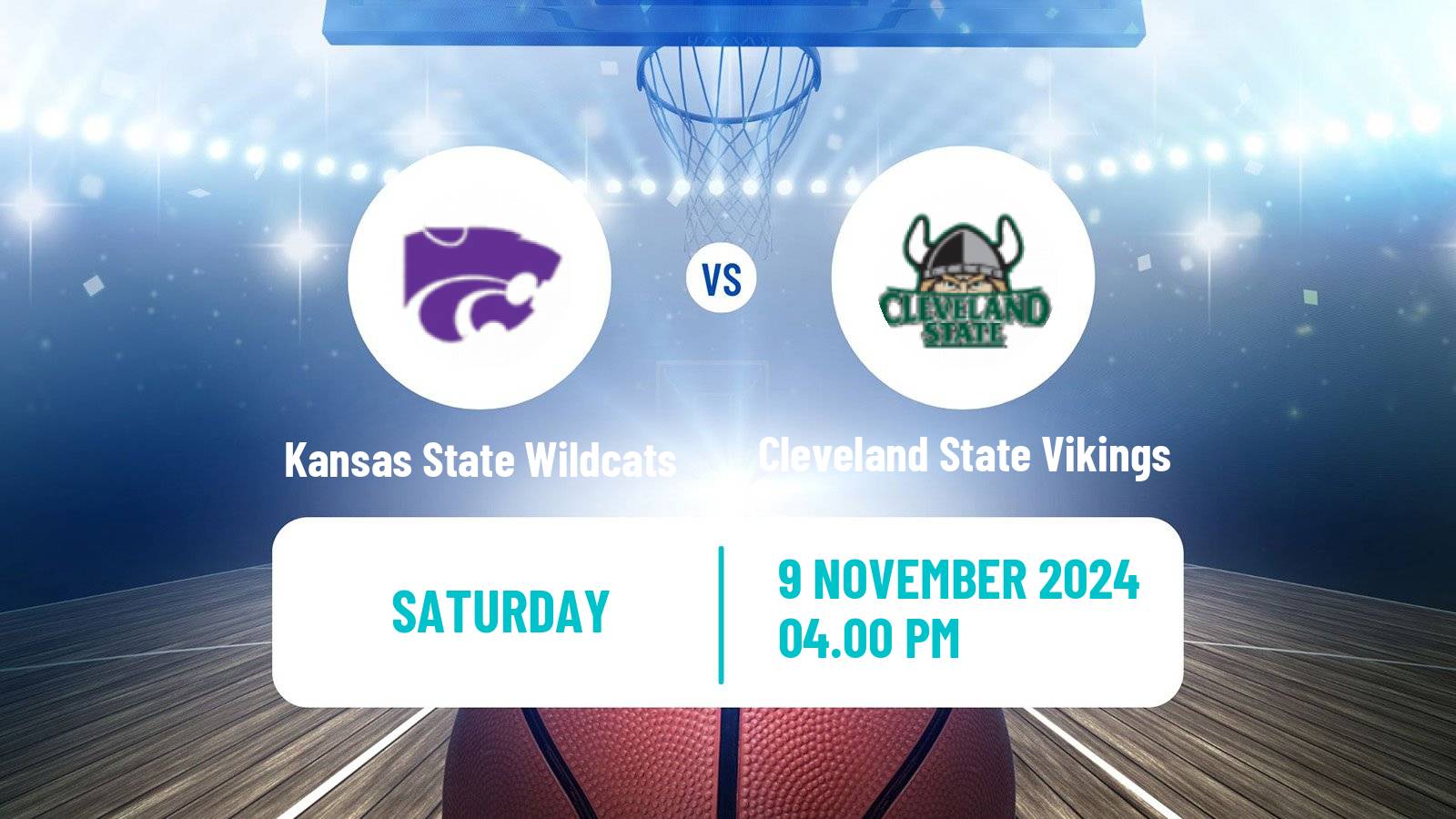 Basketball NCAA College Basketball Kansas State Wildcats - Cleveland State Vikings