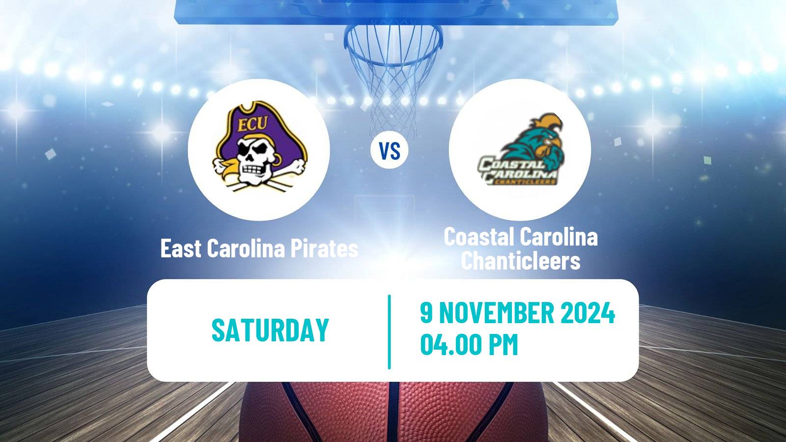 Basketball NCAA College Basketball East Carolina Pirates - Coastal Carolina Chanticleers