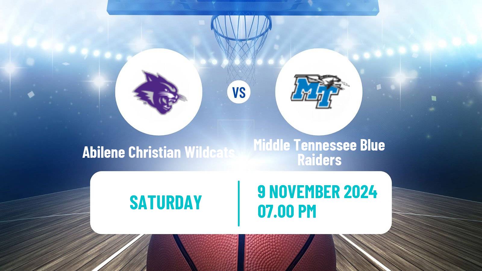 Basketball NCAA College Basketball Abilene Christian Wildcats - Middle Tennessee Blue Raiders