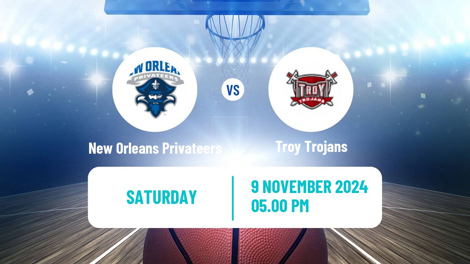 Basketball NCAA College Basketball New Orleans Privateers - Troy Trojans