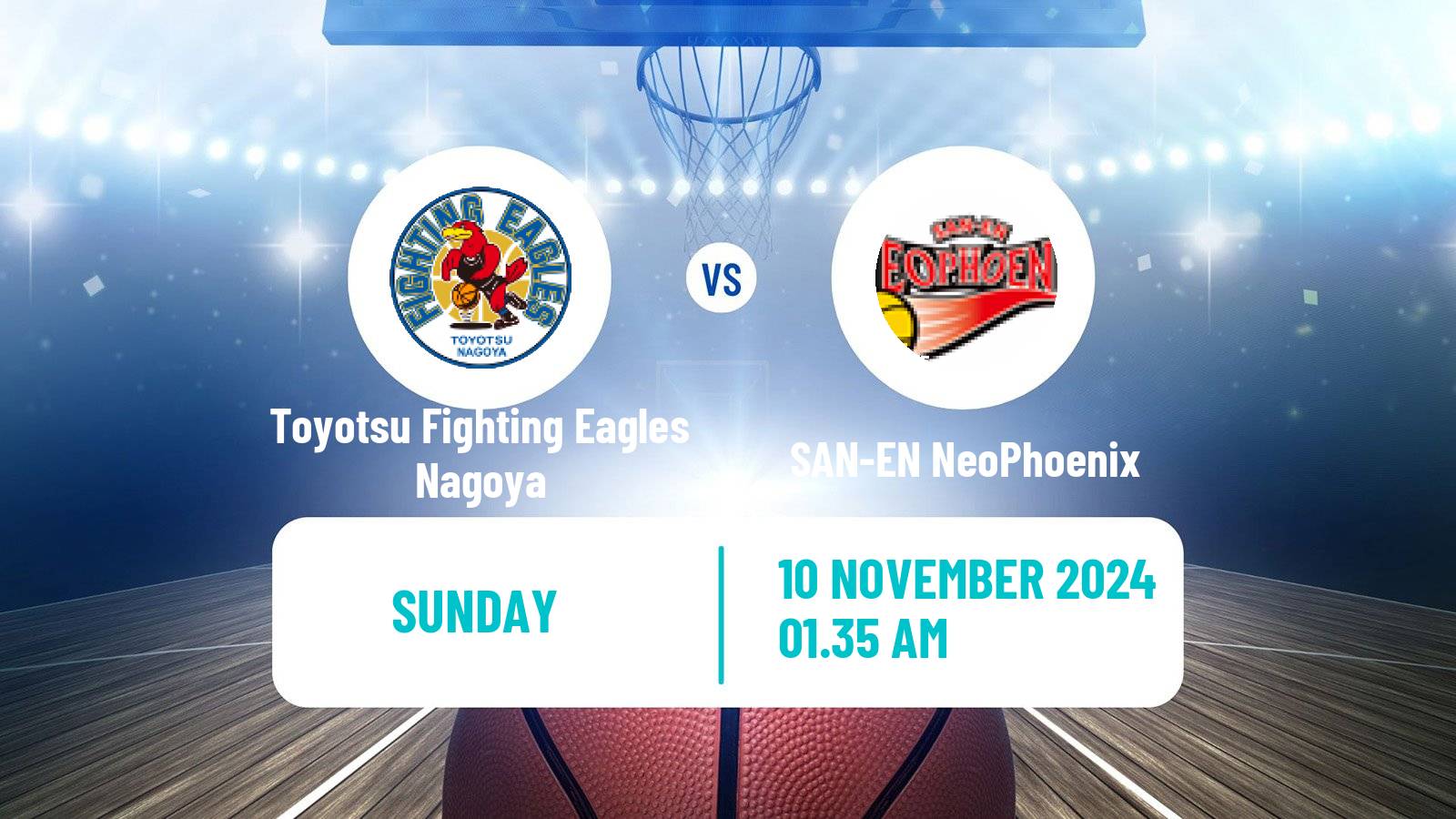 Basketball BJ League Toyotsu Fighting Eagles Nagoya - SAN-EN NeoPhoenix