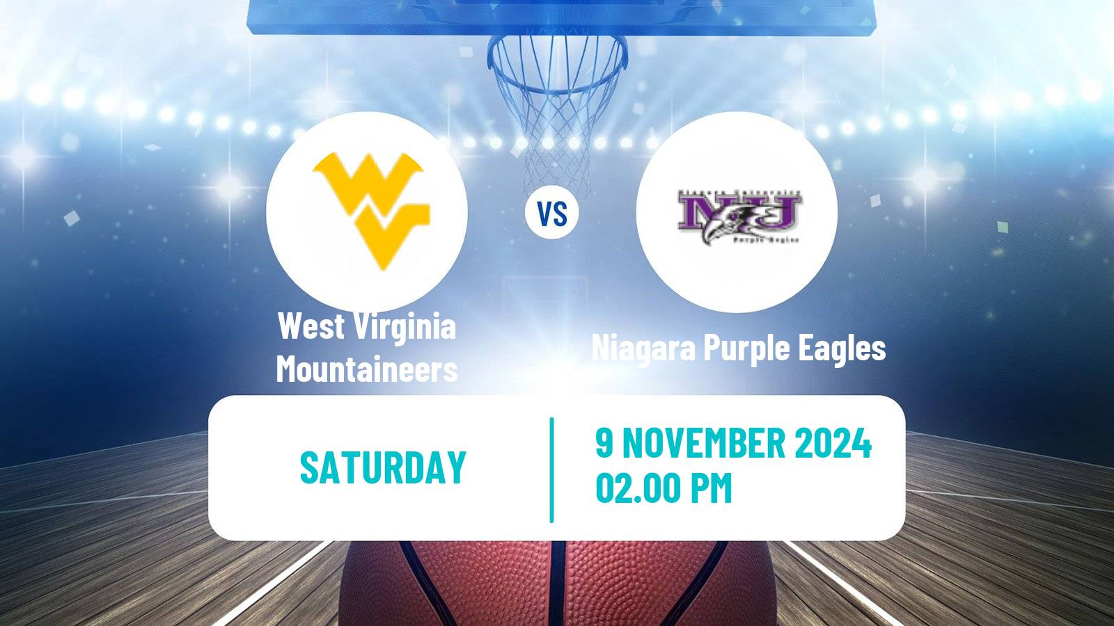 Basketball NCAA College Basketball Women West Virginia Mountaineers - Niagara Purple Eagles