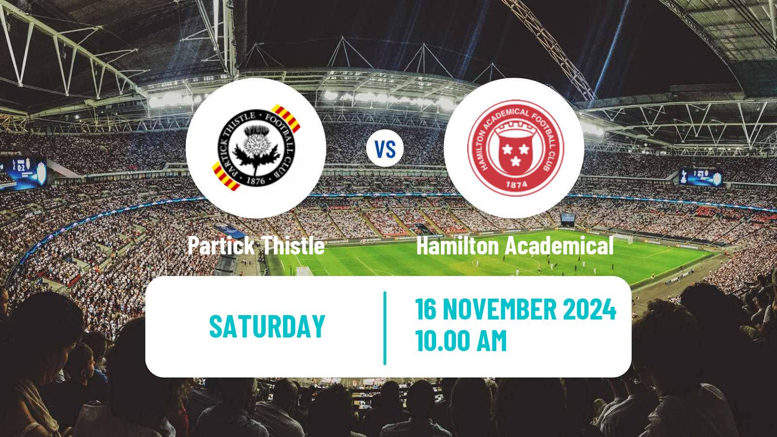 Soccer Scottish Football Championship Partick Thistle - Hamilton Academical