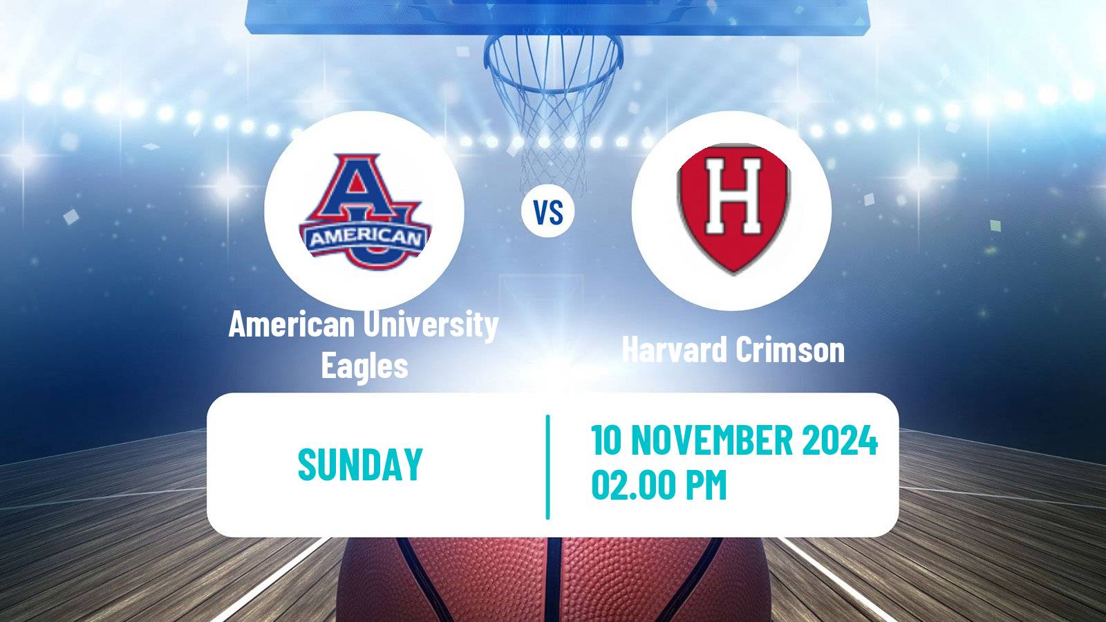 Basketball NCAA College Basketball American University Eagles - Harvard Crimson