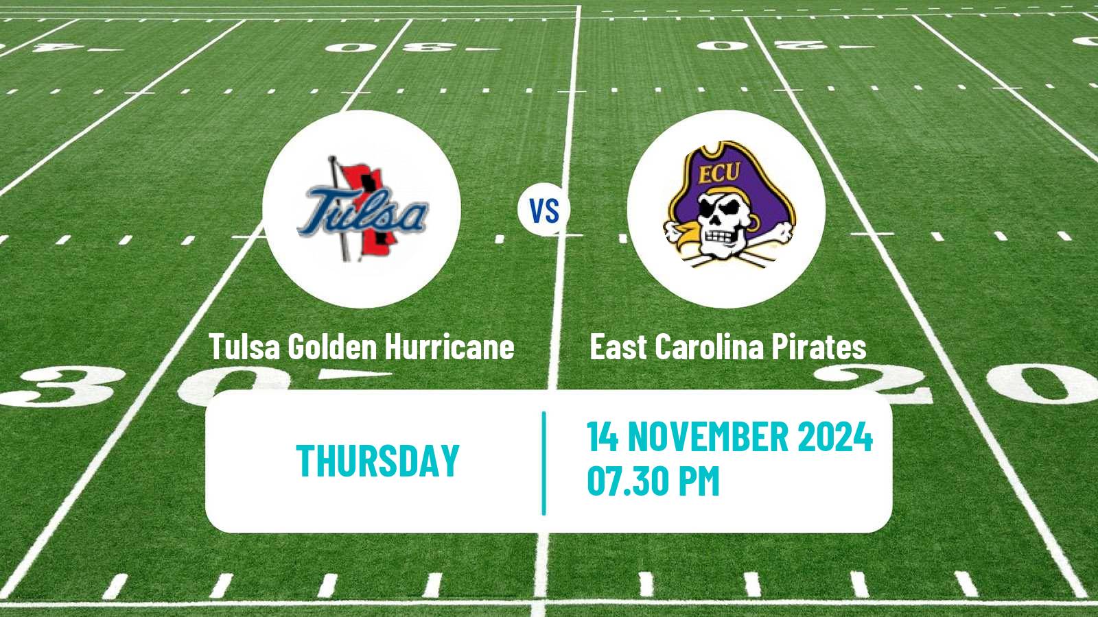 American football NCAA College Football Tulsa Golden Hurricane - East Carolina Pirates