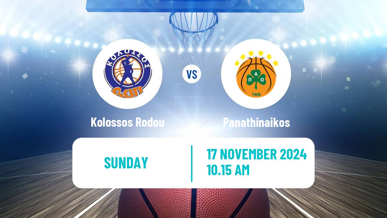 Basketball Greek Basket League A1 Kolossos Rodou - Panathinaikos