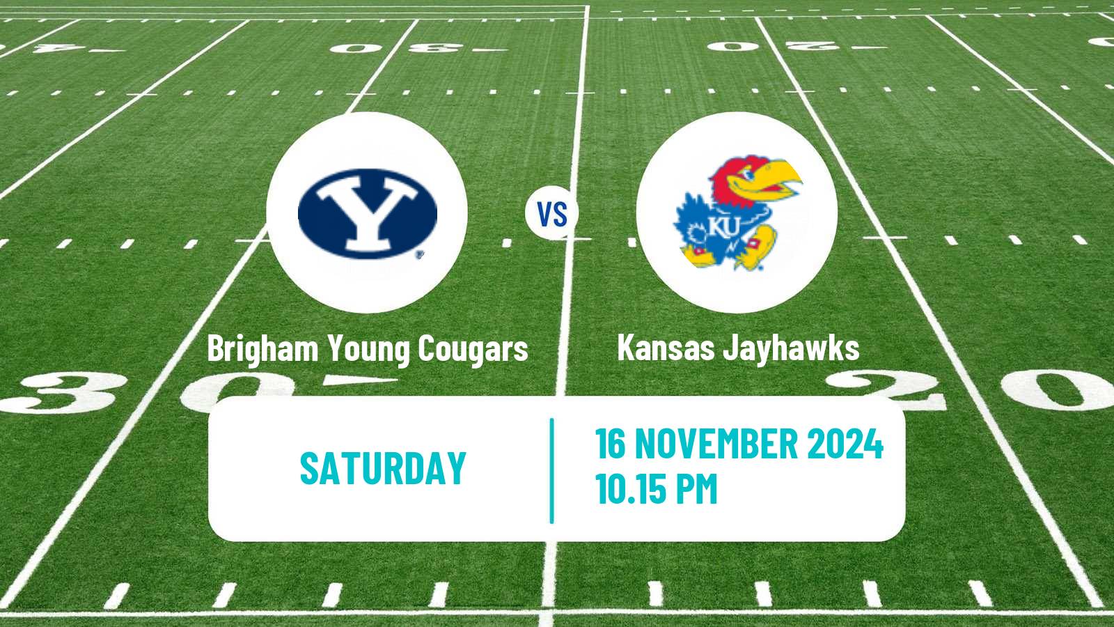 American football NCAA College Football Brigham Young Cougars - Kansas Jayhawks