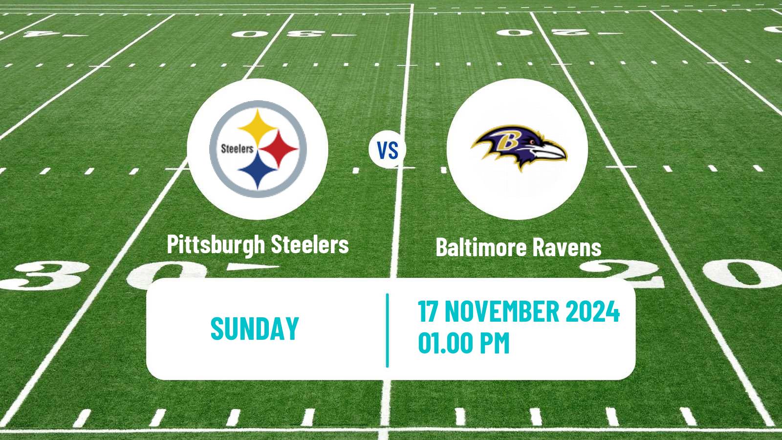 American football NFL Pittsburgh Steelers - Baltimore Ravens