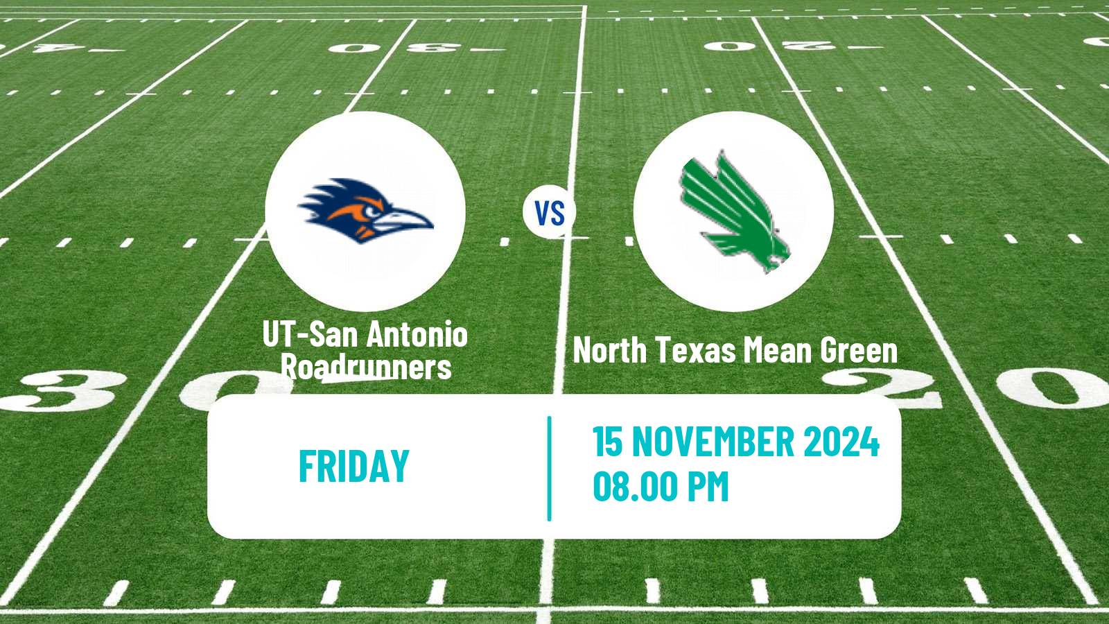 American football NCAA College Football UT-San Antonio Roadrunners - North Texas Mean Green