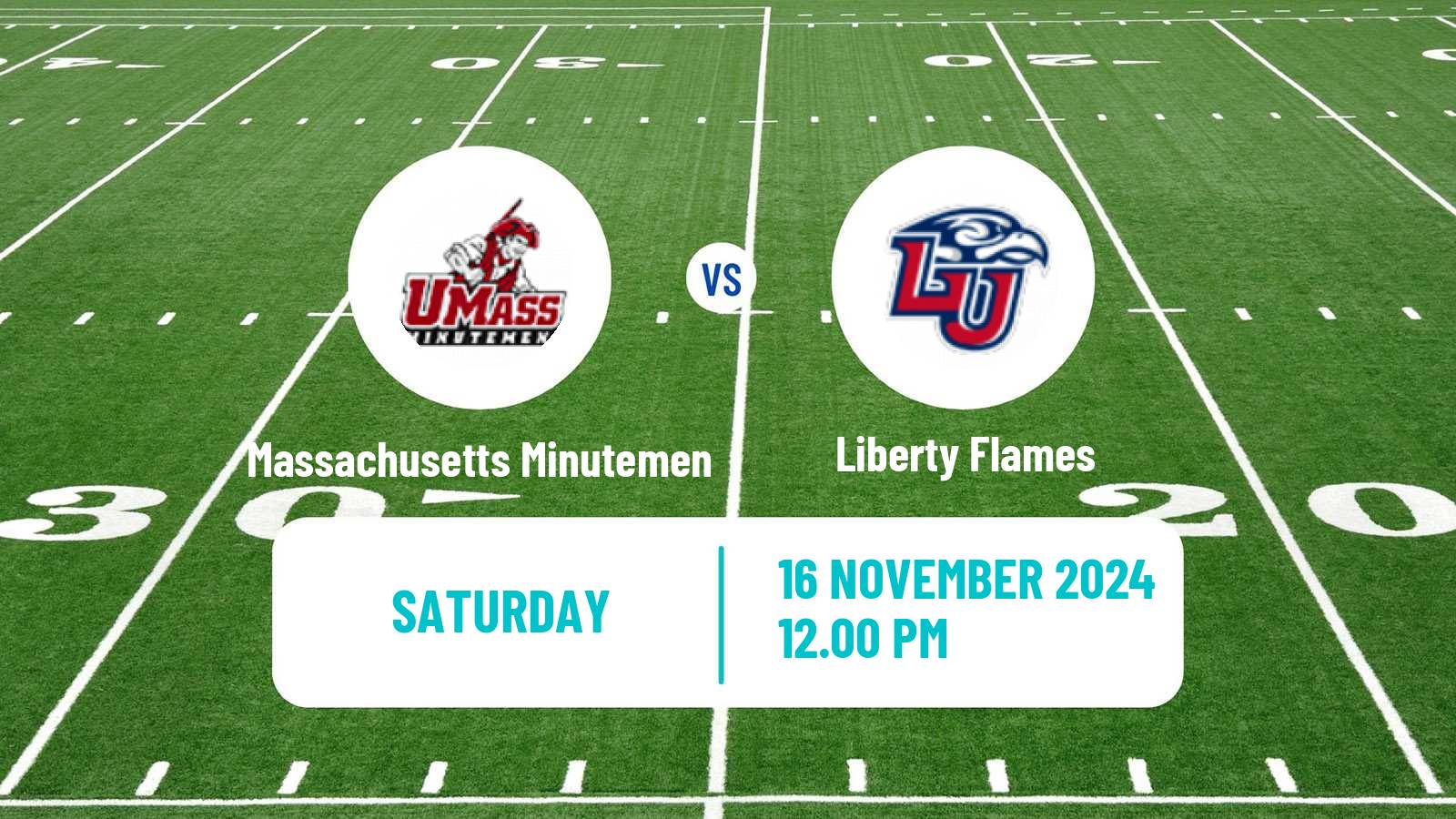 American football NCAA College Football Massachusetts Minutemen - Liberty Flames