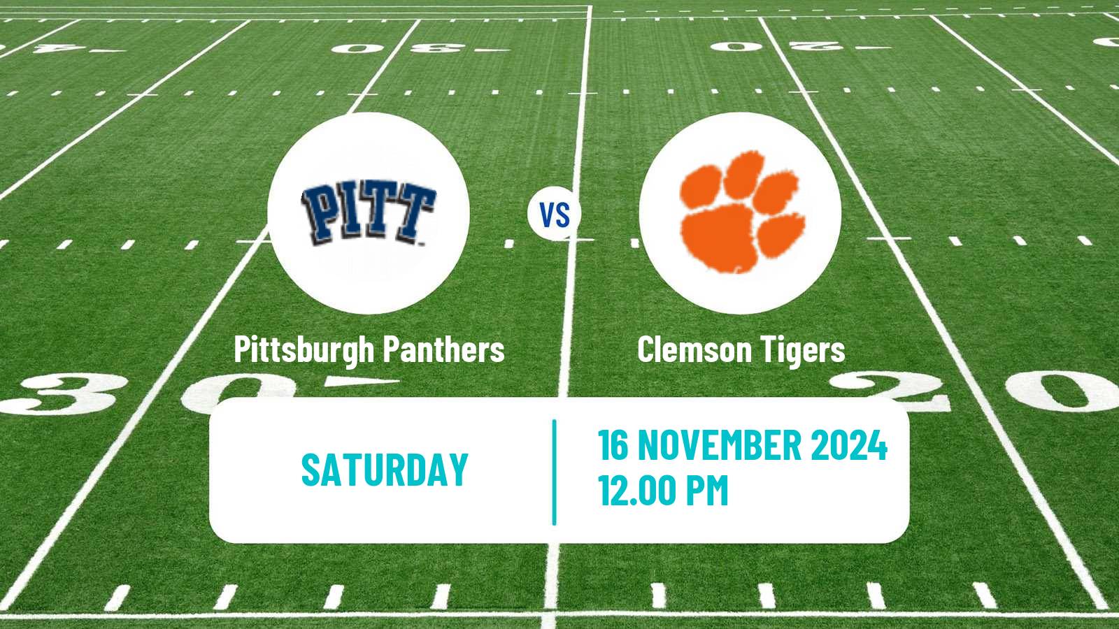 American football NCAA College Football Pittsburgh Panthers - Clemson Tigers