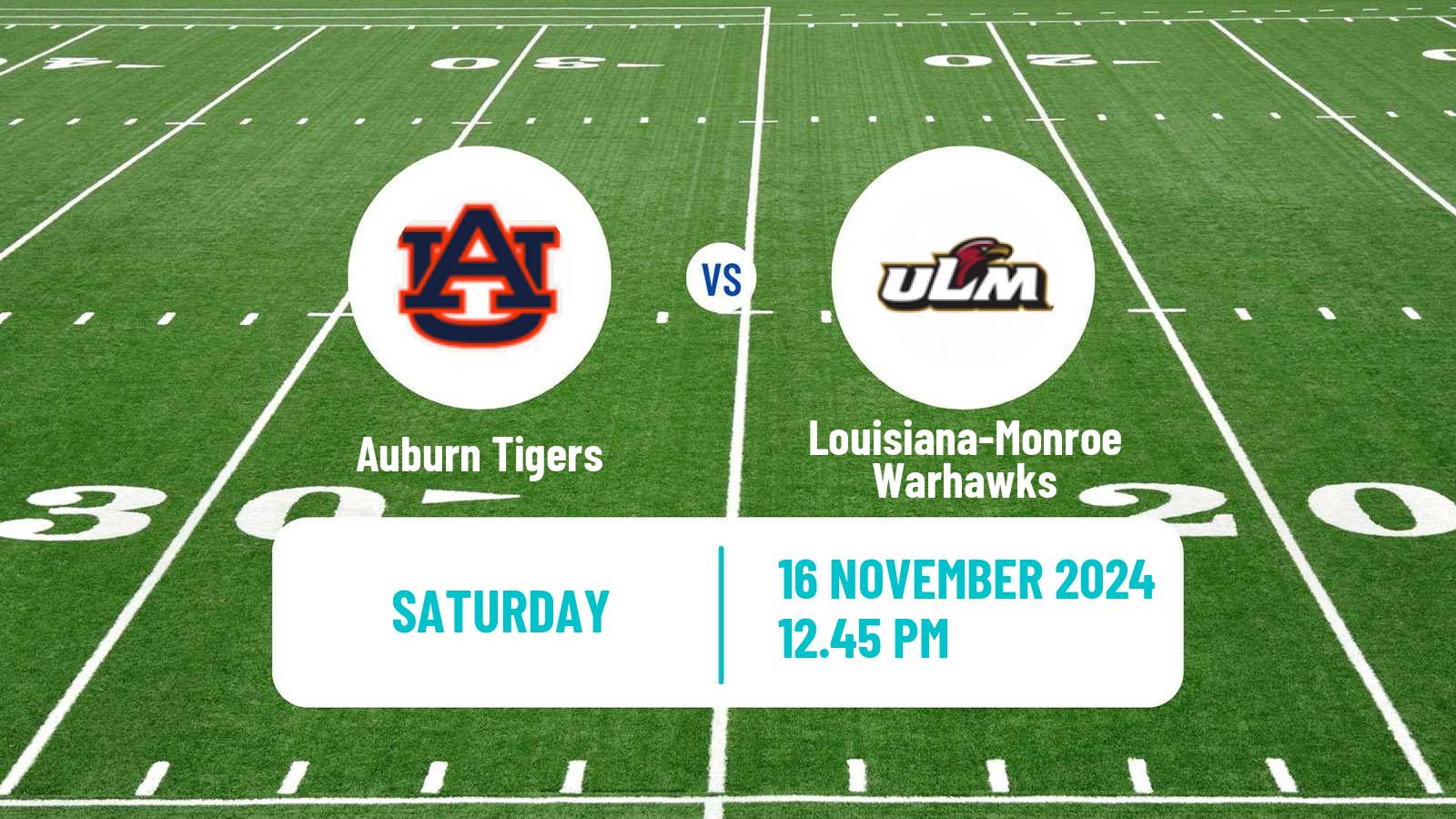 American football NCAA College Football Auburn Tigers - Louisiana-Monroe Warhawks