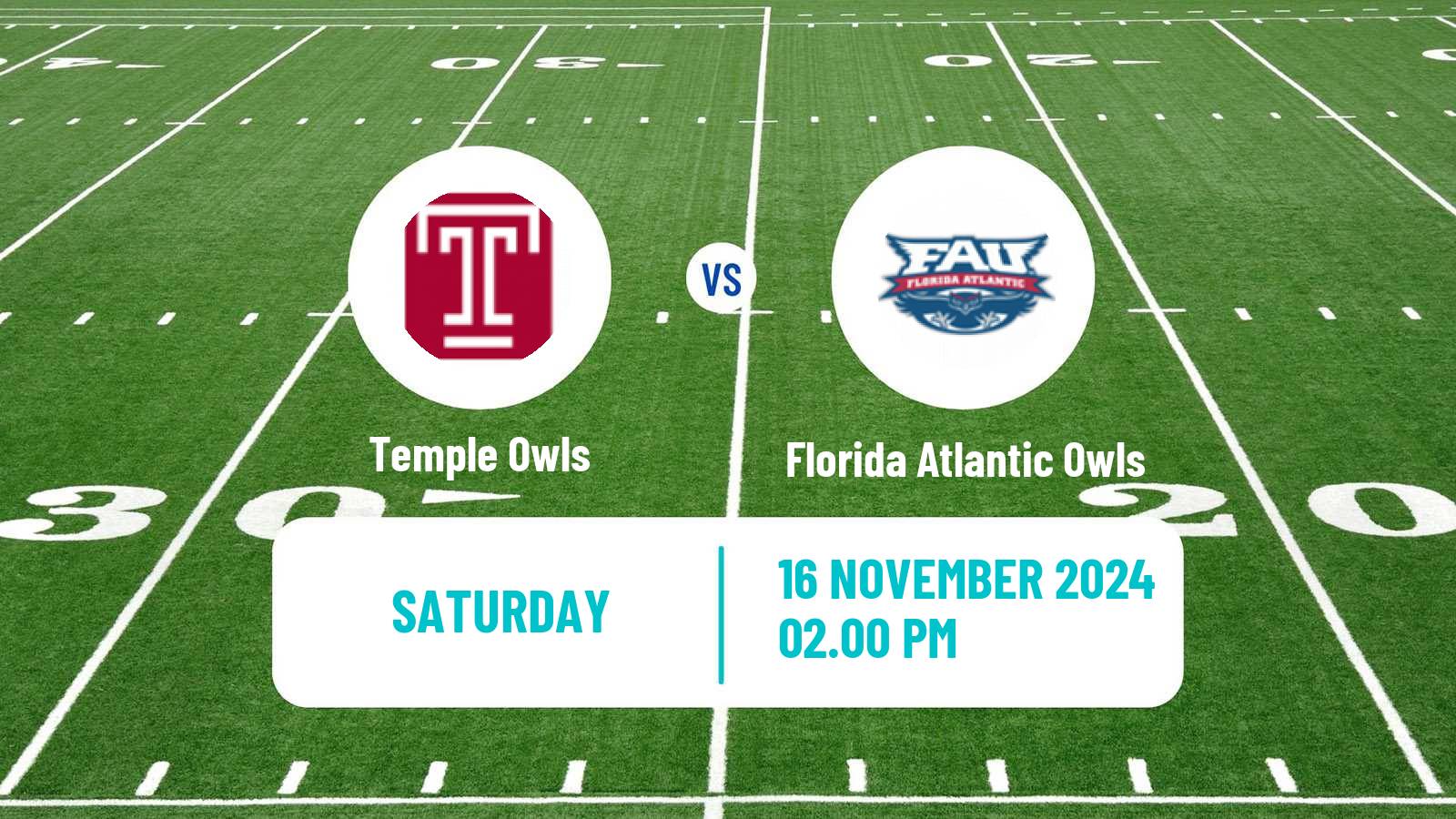 American football NCAA College Football Temple Owls - Florida Atlantic Owls