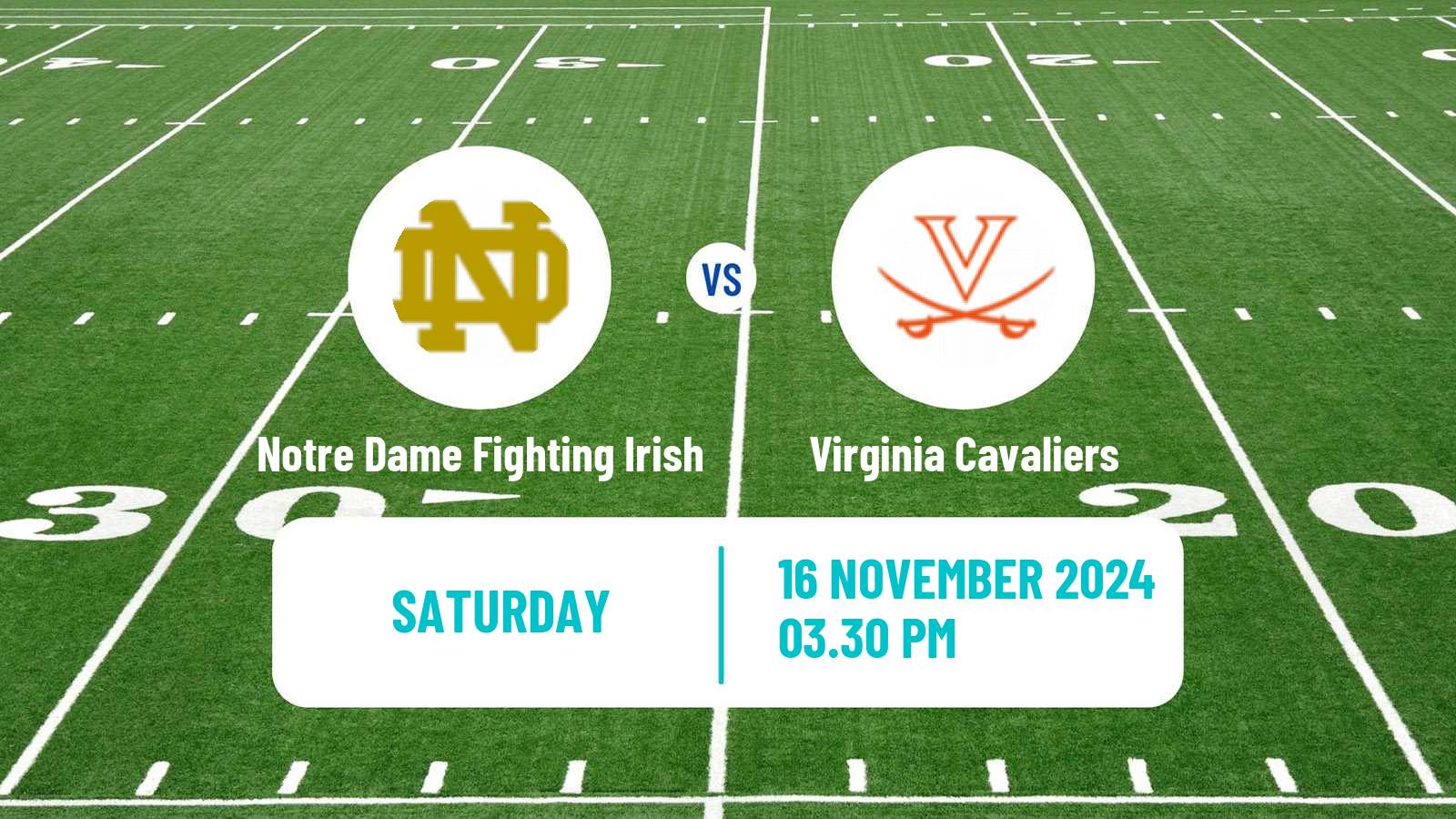 American football NCAA College Football Notre Dame Fighting Irish - Virginia Cavaliers