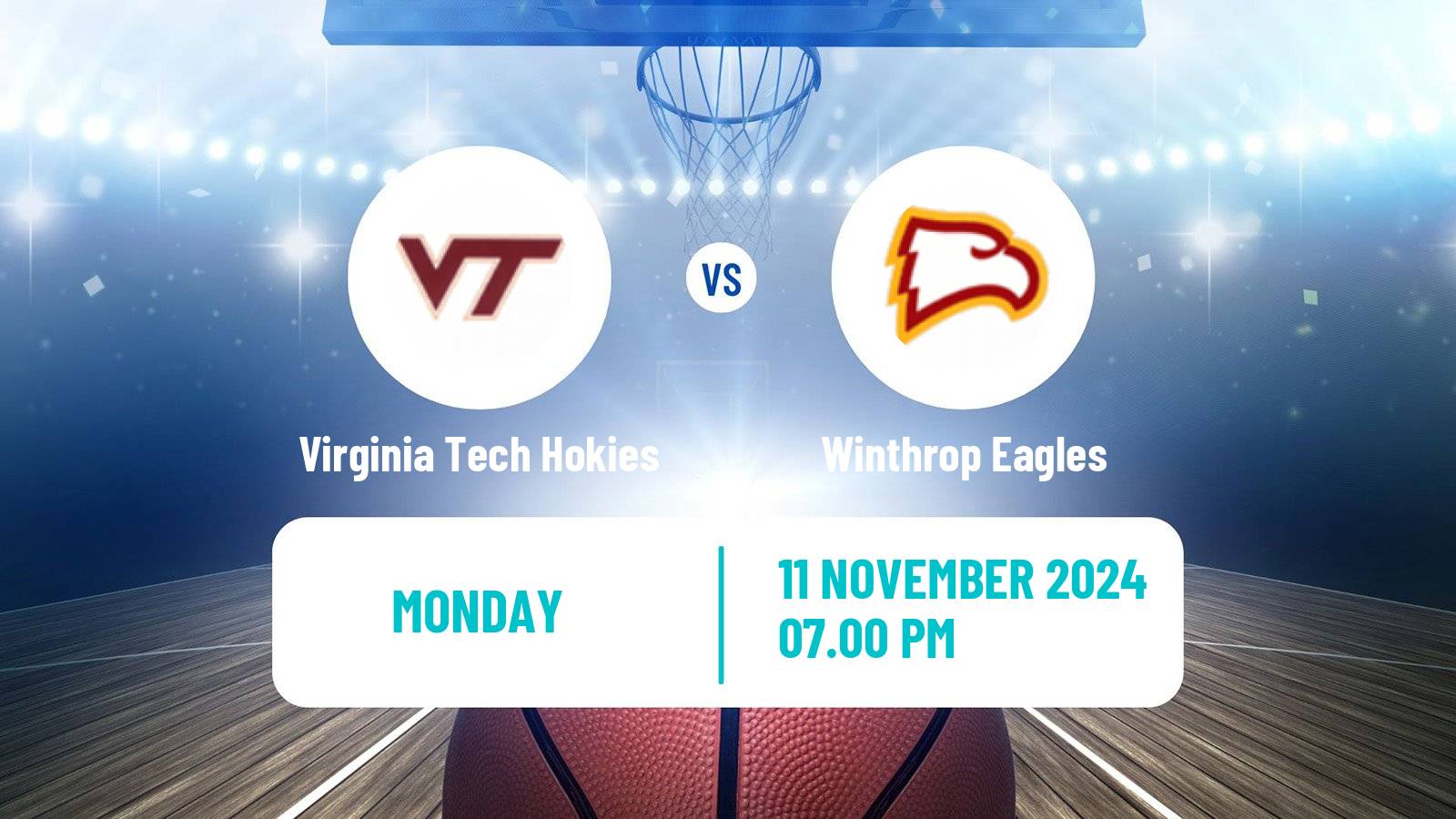 Basketball NCAA College Basketball Virginia Tech Hokies - Winthrop Eagles