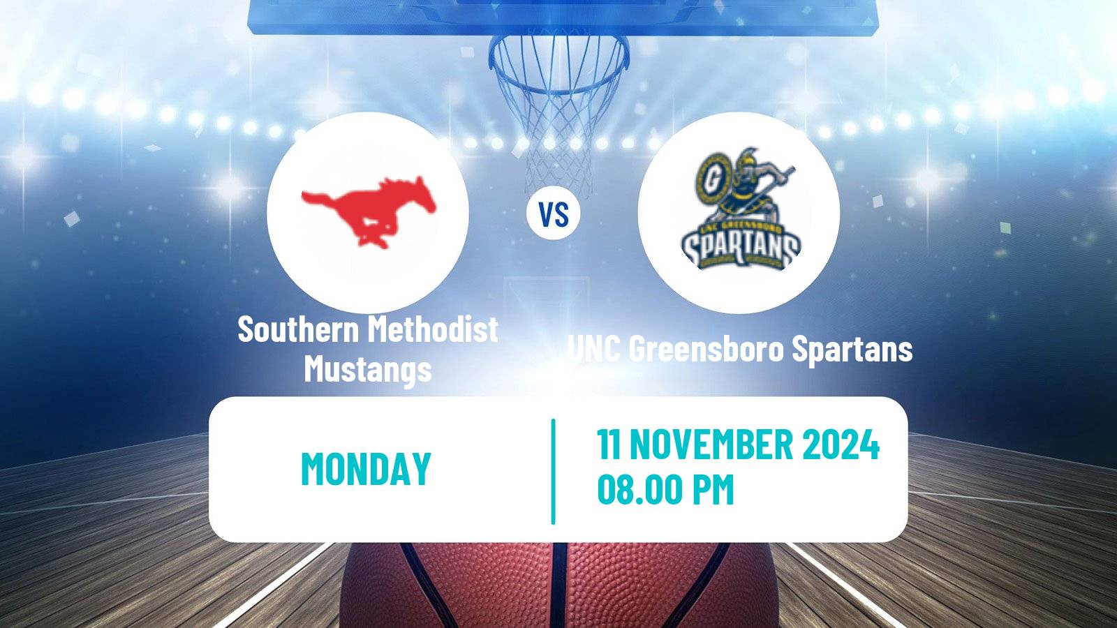 Basketball NCAA College Basketball Southern Methodist Mustangs - UNC Greensboro Spartans