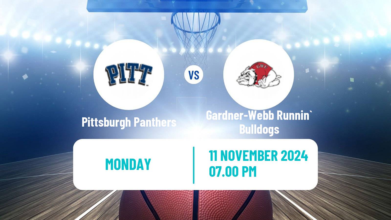 Basketball NCAA College Basketball Pittsburgh Panthers - Gardner-Webb Runnin` Bulldogs