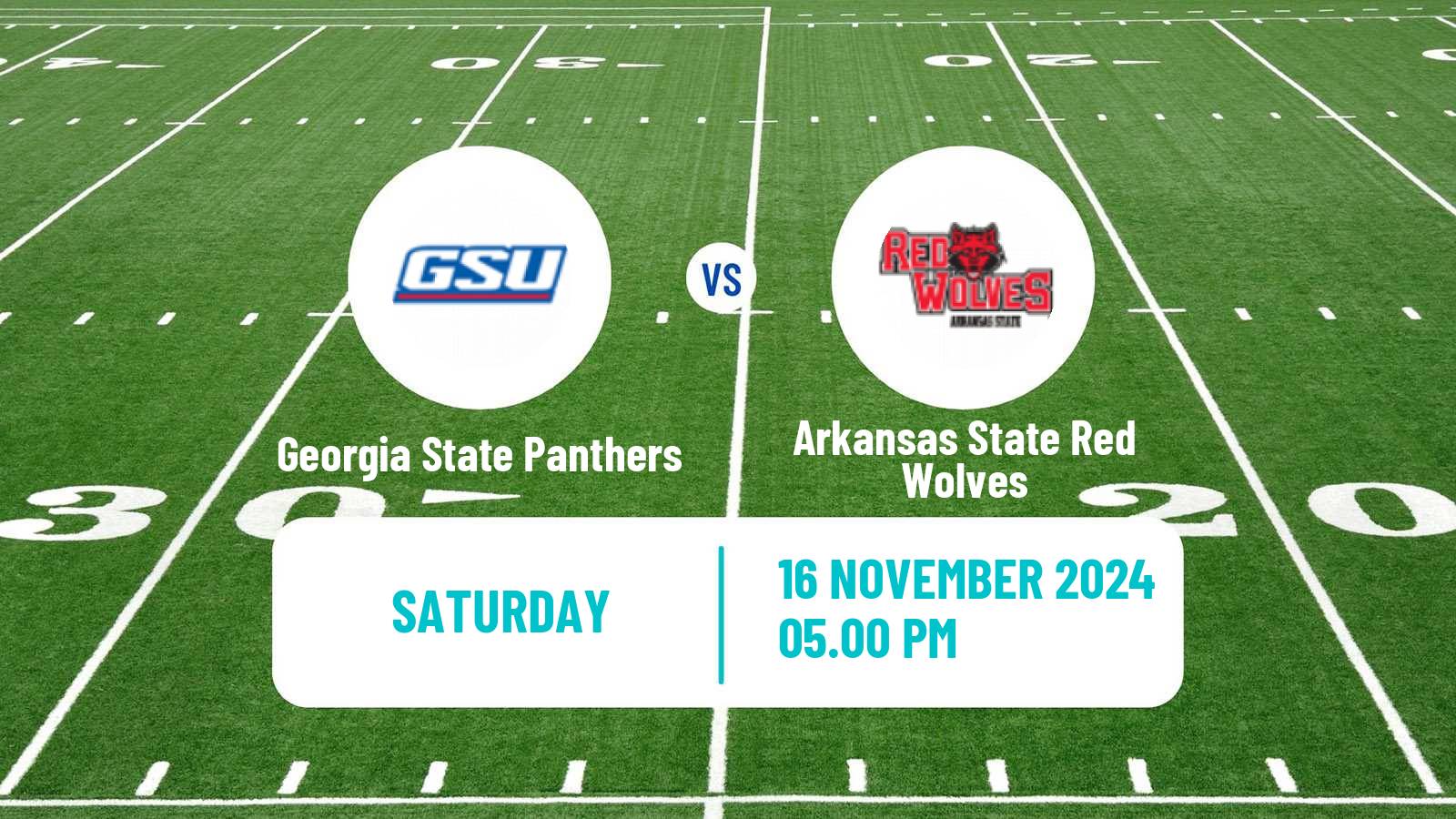 American football NCAA College Football Georgia State Panthers - Arkansas State Red Wolves