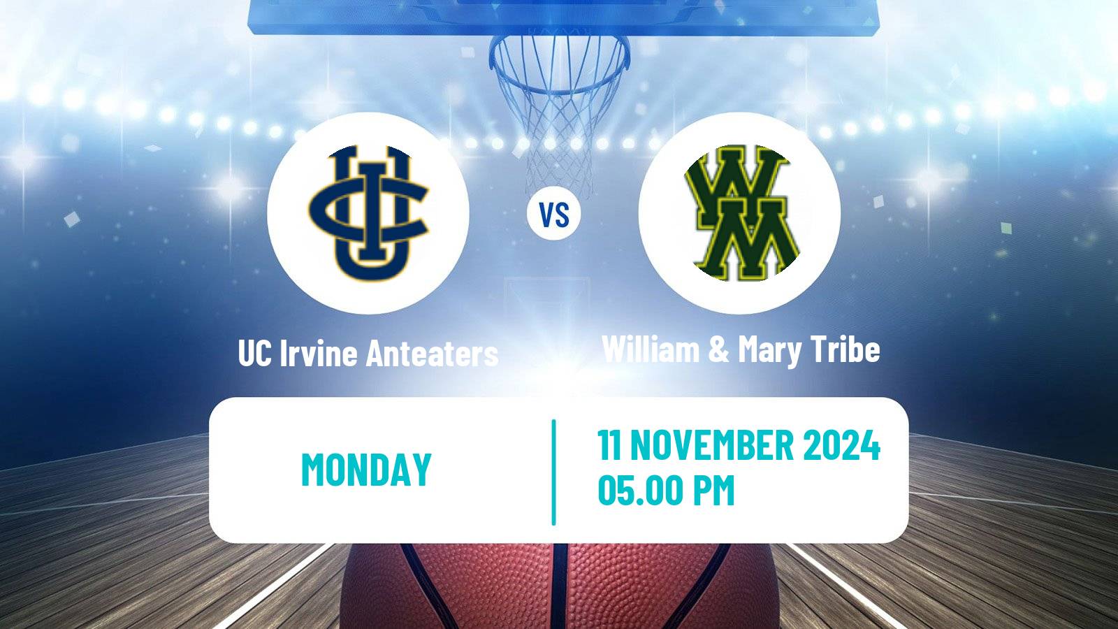 Basketball NCAA College Basketball Women UC Irvine Anteaters - William & Mary Tribe