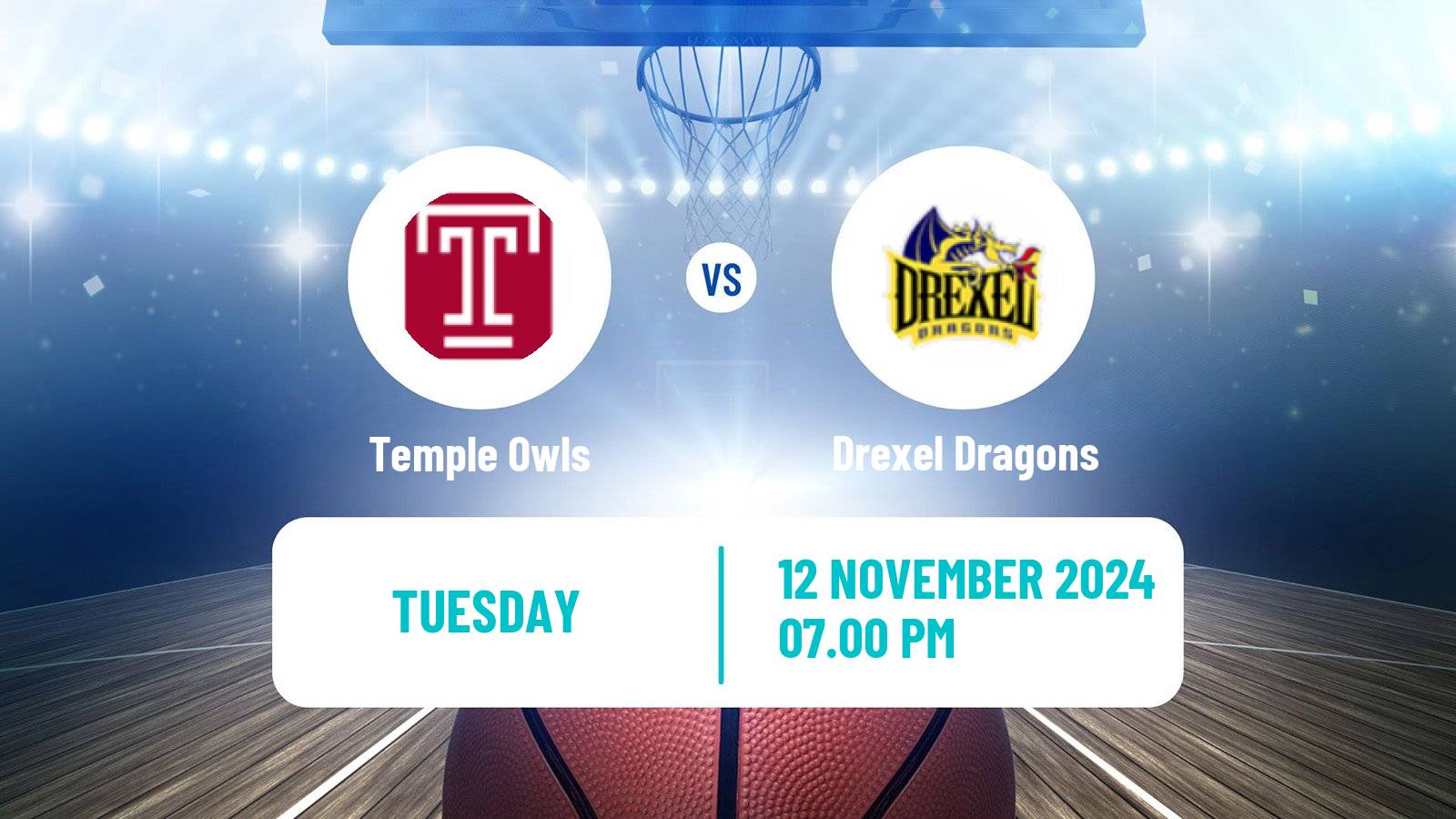 Basketball NCAA College Basketball Temple Owls - Drexel Dragons