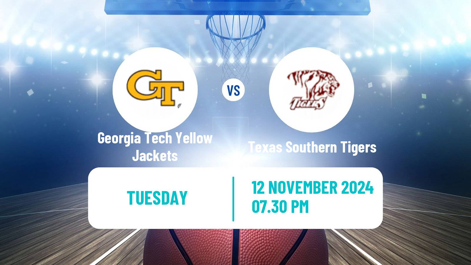 Basketball NCAA College Basketball Georgia Tech Yellow Jackets - Texas Southern Tigers