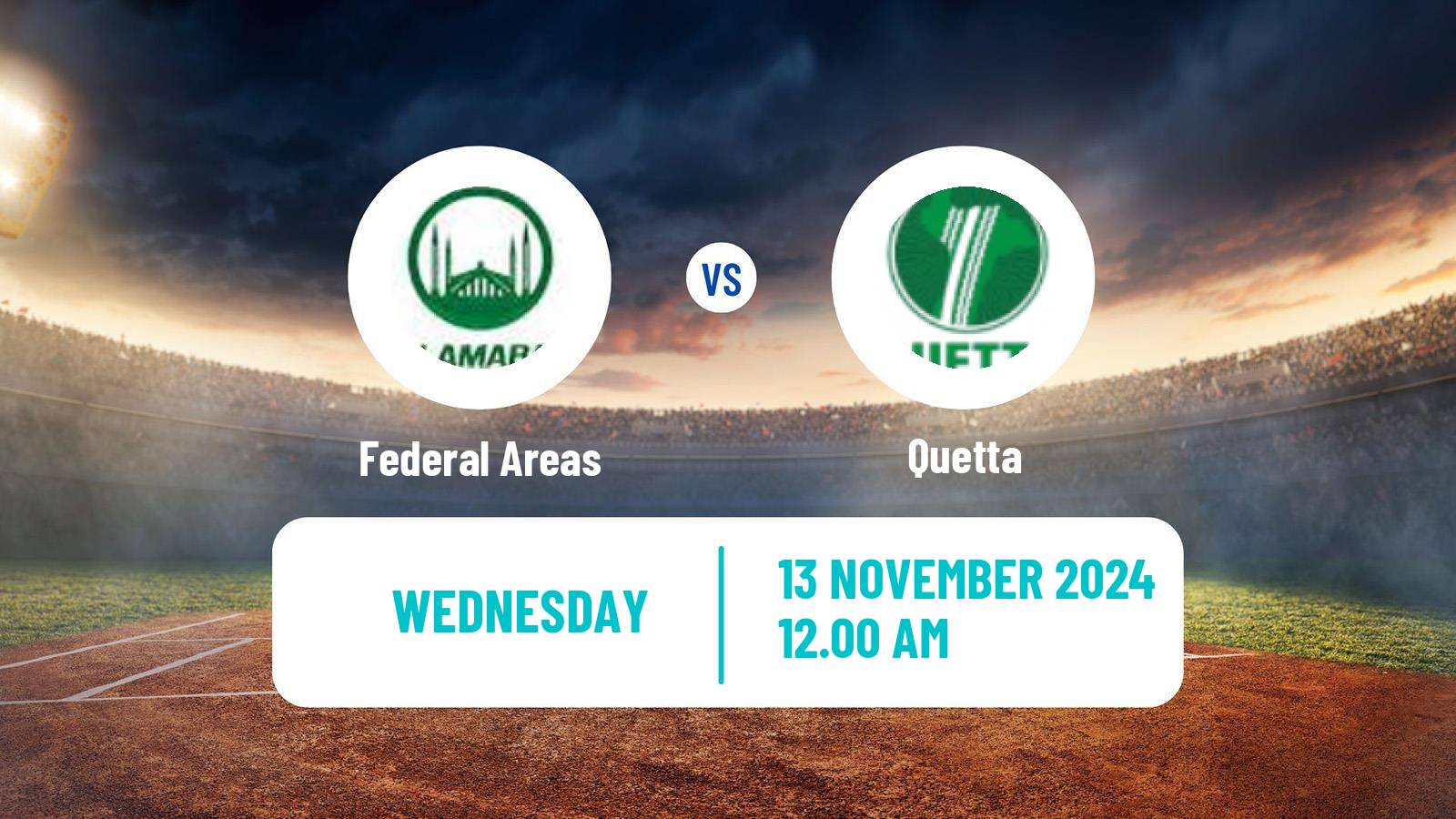 Cricket Pakistan Quaid-e-Azam Trophy Federal Areas - Quetta