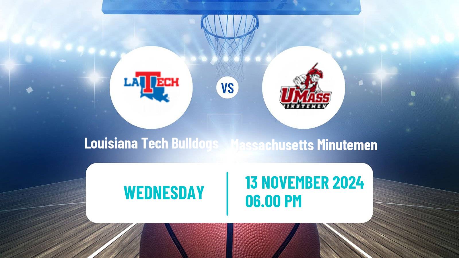 Basketball NCAA College Basketball Louisiana Tech Bulldogs - Massachusetts Minutemen