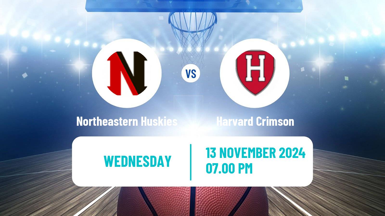 Basketball NCAA College Basketball Northeastern Huskies - Harvard Crimson