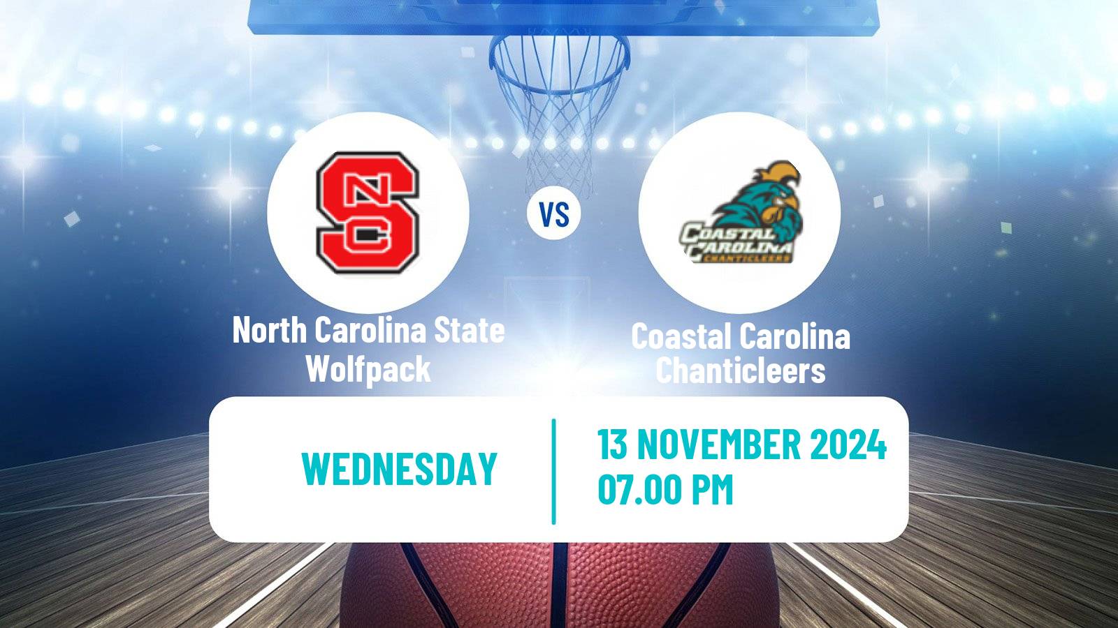 Basketball NCAA College Basketball North Carolina State Wolfpack - Coastal Carolina Chanticleers