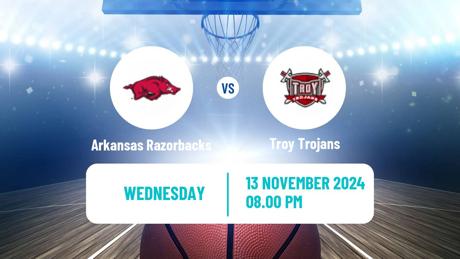 Basketball NCAA College Basketball Arkansas Razorbacks - Troy Trojans