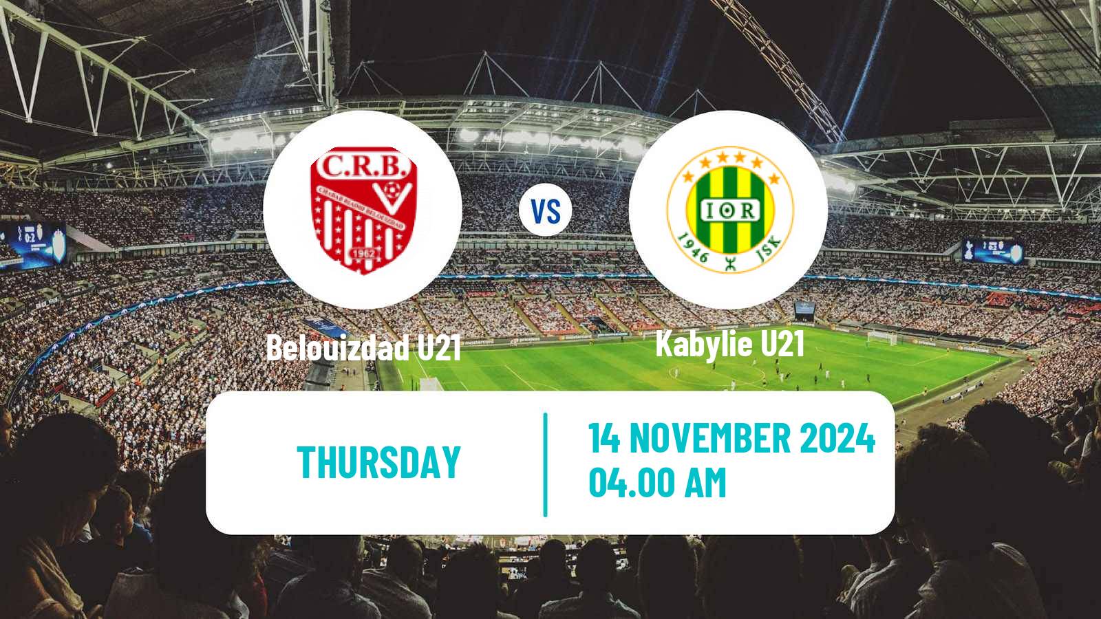 Soccer Algerian Ligue U21 Belouizdad U21 - Kabylie U21