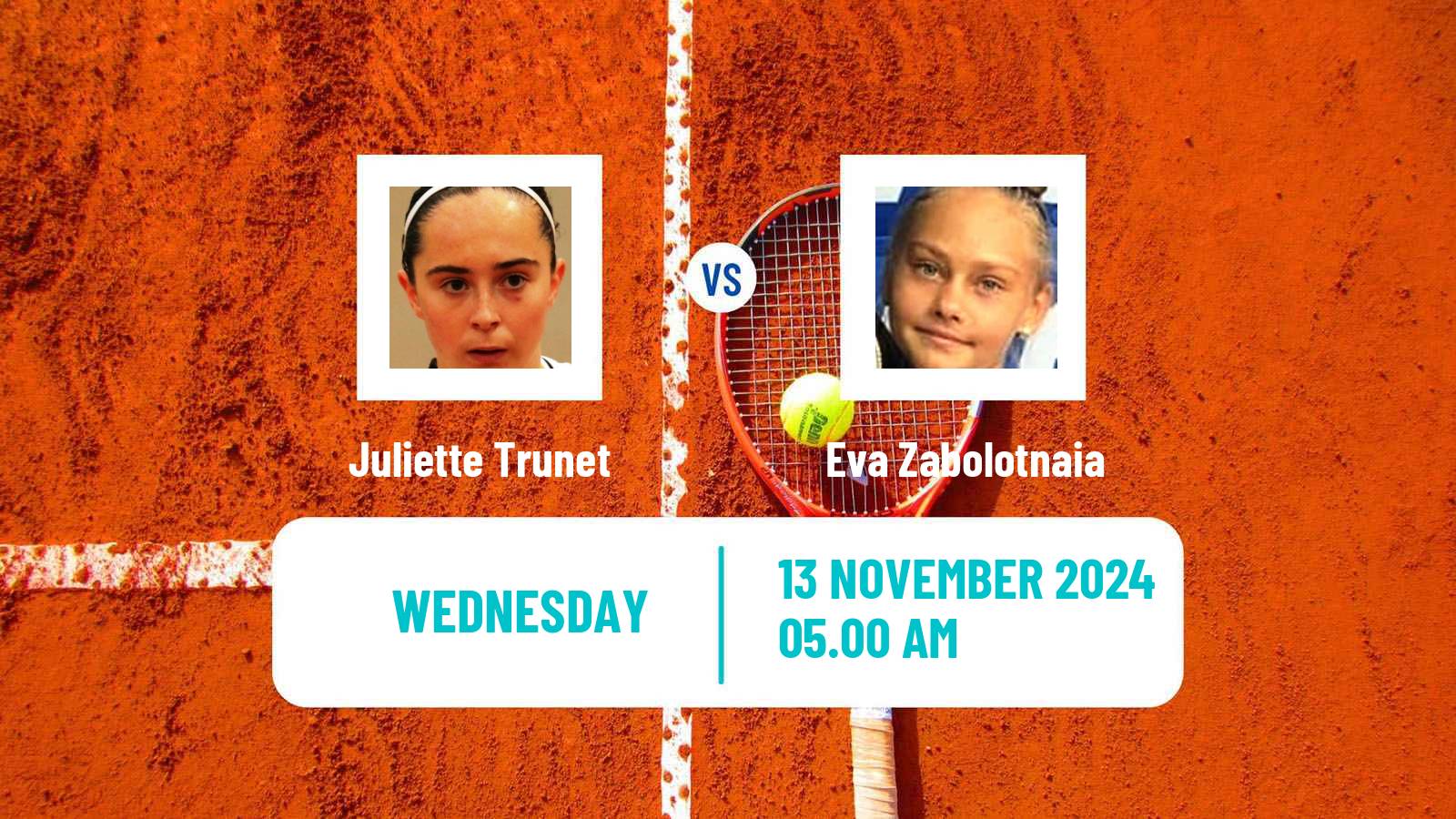 Tennis ITF W15 Monastir 44 Women Juliette Trunet - Eva Zabolotnaia