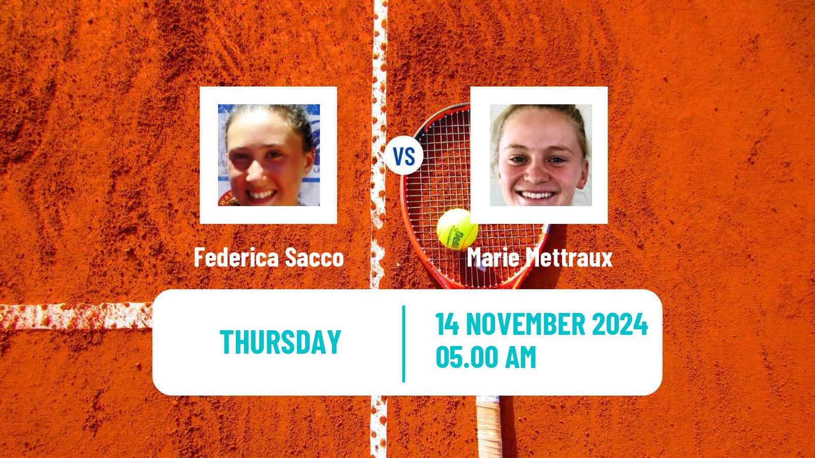 Tennis ITF W15 Monastir 44 Women Federica Sacco - Marie Mettraux