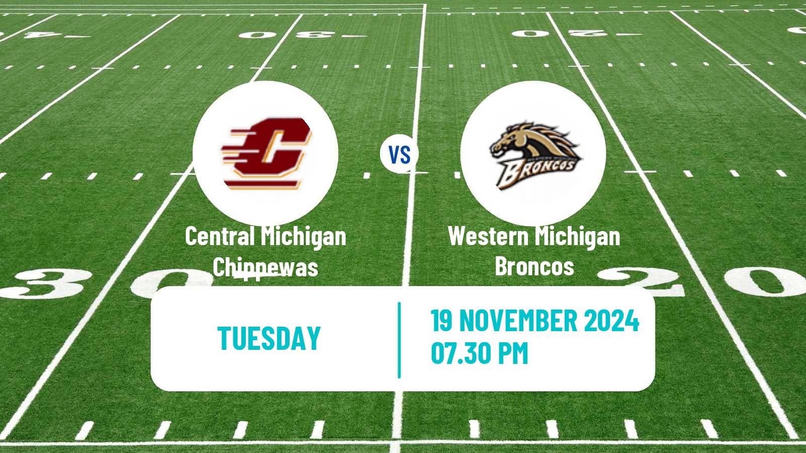 American football NCAA College Football Central Michigan Chippewas - Western Michigan Broncos