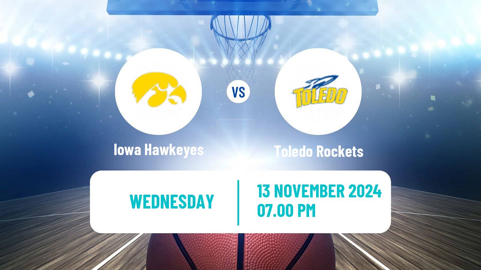 Basketball NCAA College Basketball Women Iowa Hawkeyes - Toledo Rockets