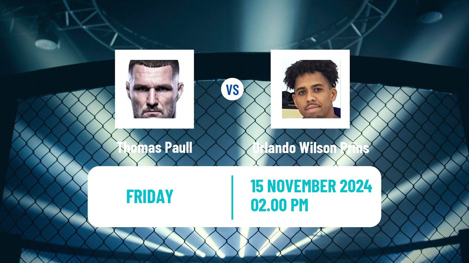 MMA Featherweight Cage Warriors Men Thomas Paull - Orlando Wilson Prins