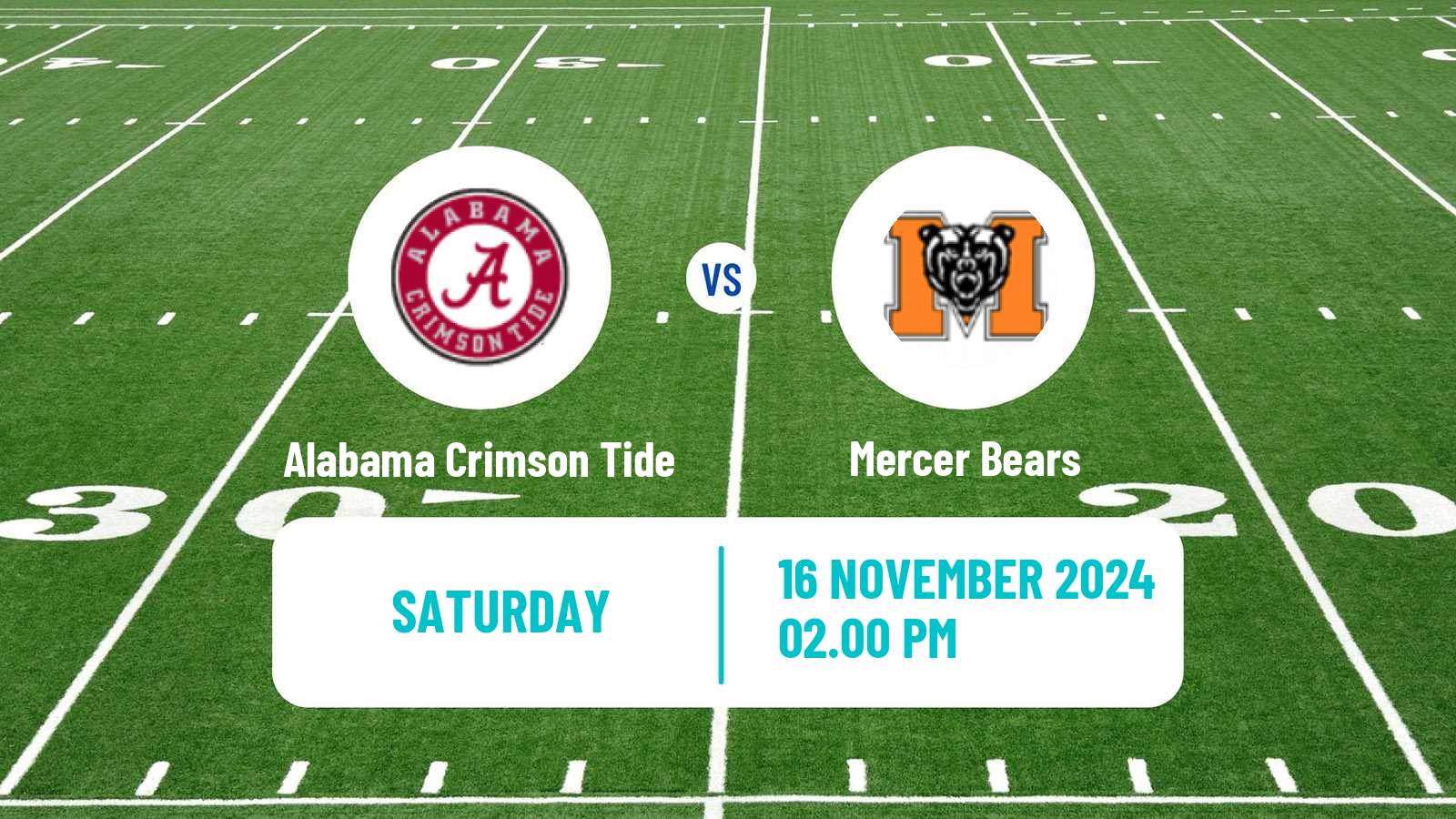 American football NCAA College Football Alabama Crimson Tide - Mercer Bears