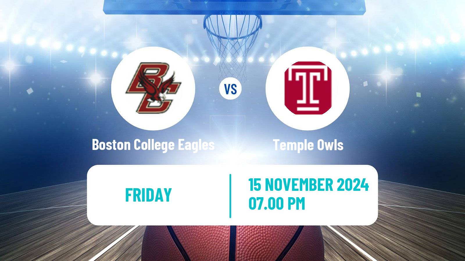 Basketball NCAA College Basketball Boston College Eagles - Temple Owls