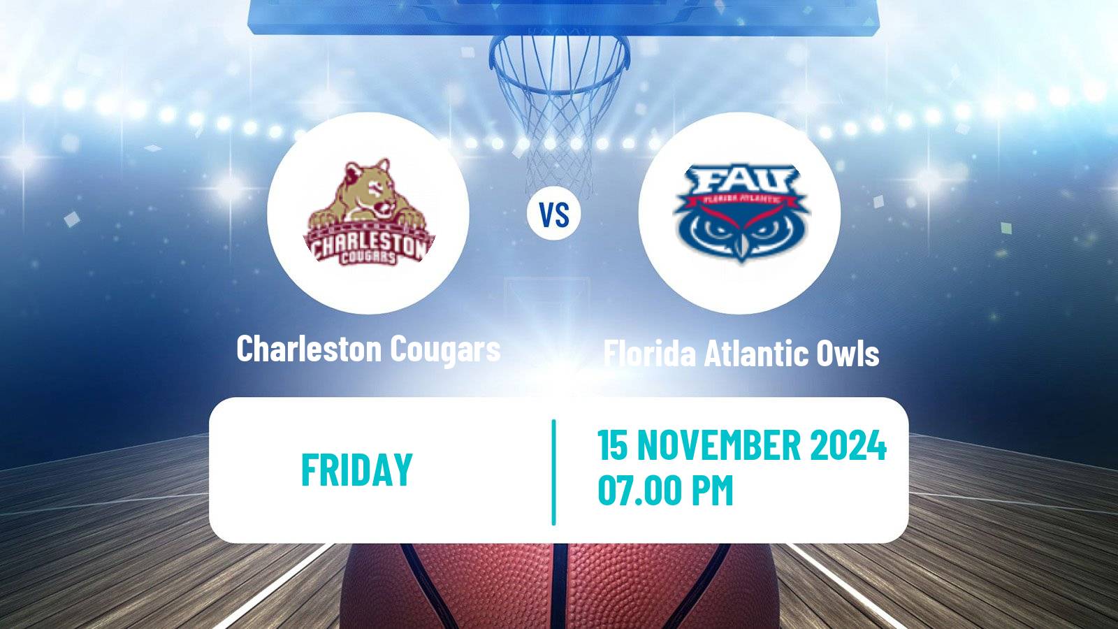 Basketball NCAA College Basketball Charleston Cougars - Florida Atlantic Owls