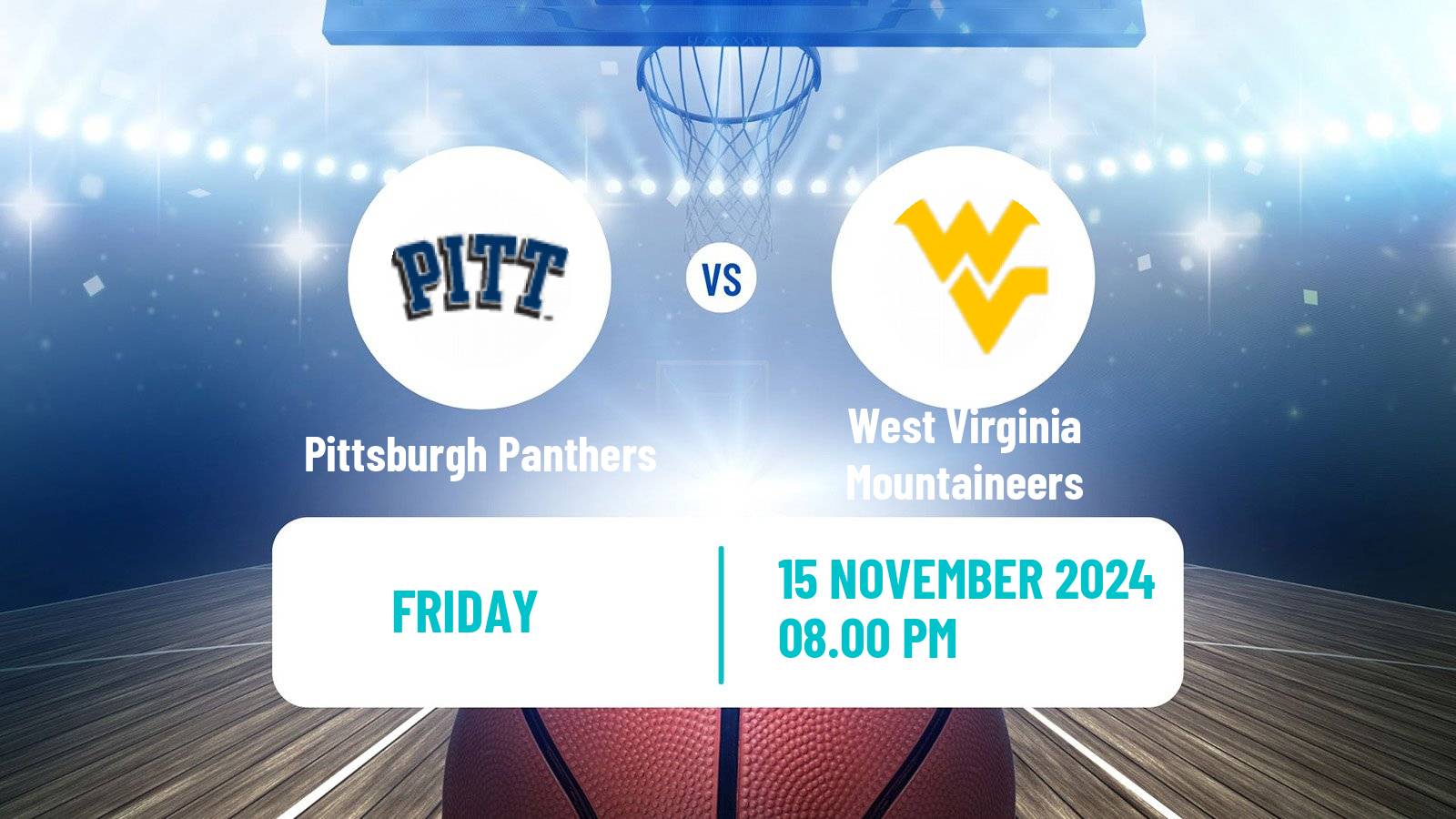 Basketball NCAA College Basketball Pittsburgh Panthers - West Virginia Mountaineers